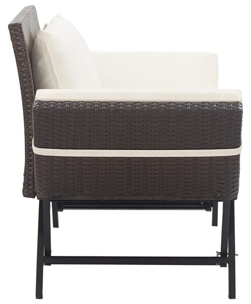 Barna polyrattan kerti pad párnákkal 176 cm