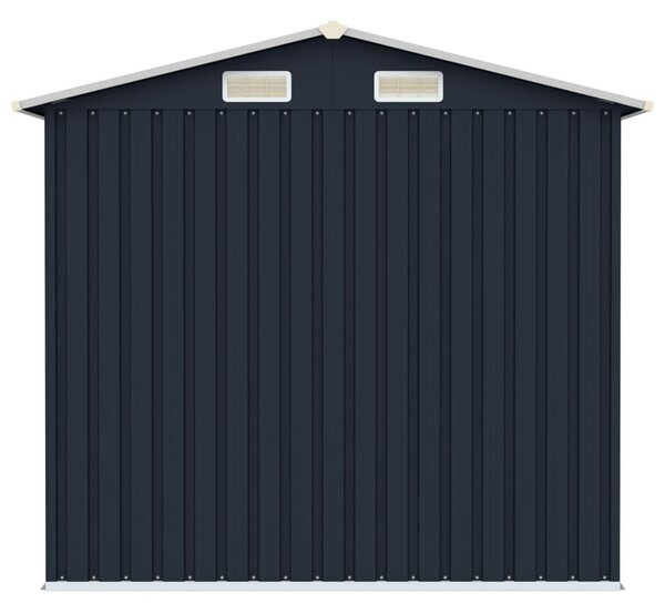 Antracitszürke horganyzott acél kerti fészer 205 x 129 x 183 cm