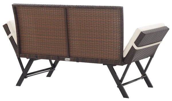 Barna polyrattan kerti pad párnákkal 176 cm