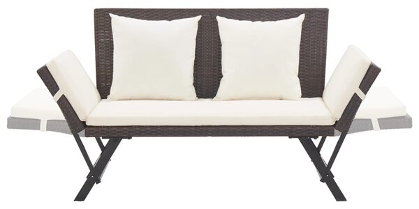Barna polyrattan kerti pad párnákkal 176 cm