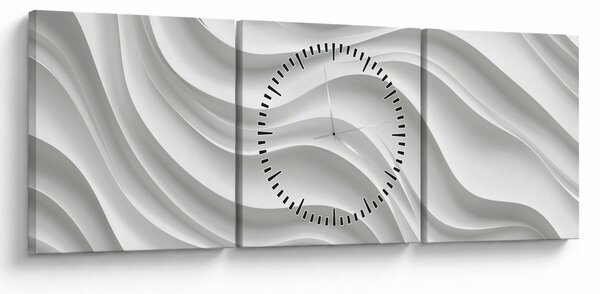 Kép - 3D fehér hullámok (órával) (90x30 cm)