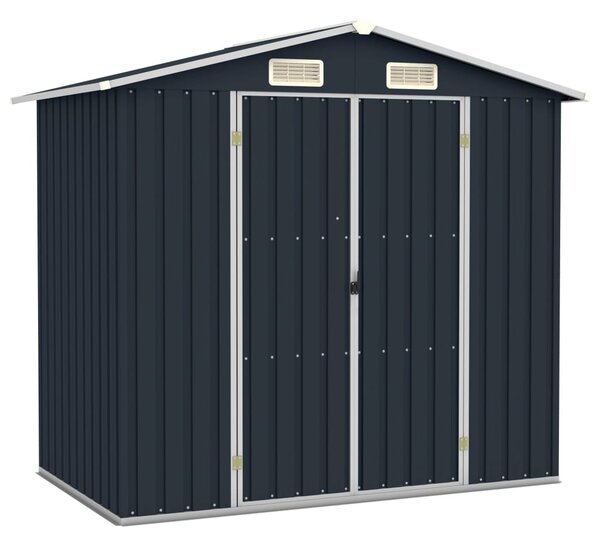 Antracitszürke horganyzott acél kerti fészer 205 x 129 x 183 cm