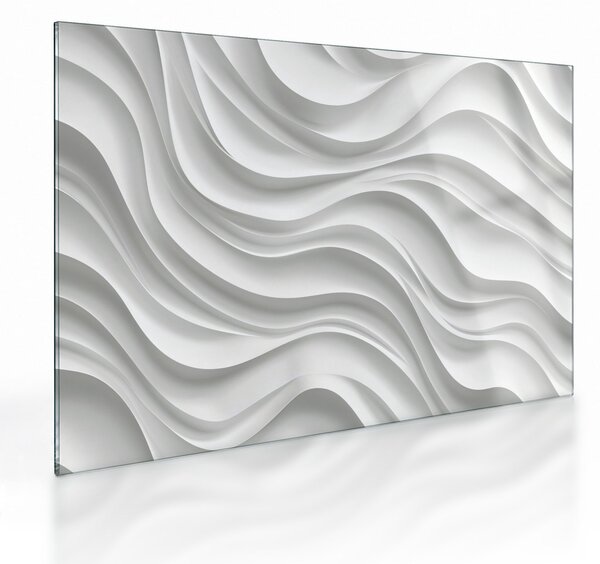 Üveg kép - 3D fehér hullámok (70x50 cm)