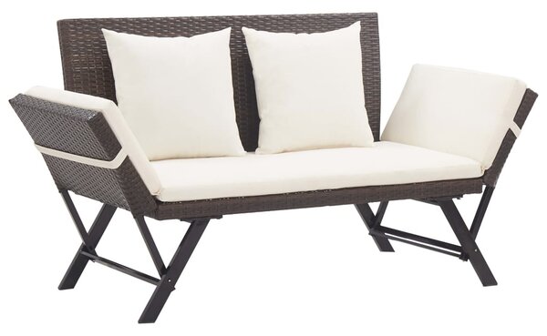 Barna polyrattan kerti pad párnákkal 176 cm