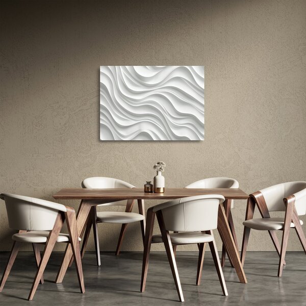 Üveg kép - 3D fehér hullámok (70x50 cm)