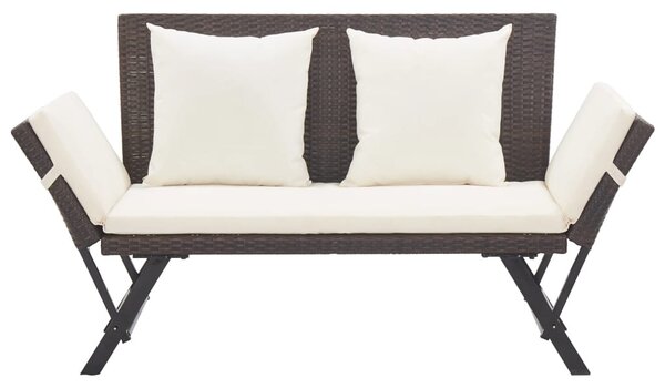 Barna polyrattan kerti pad párnákkal 176 cm