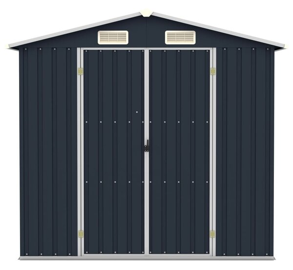 Antracitszürke horganyzott acél kerti fészer 205 x 129 x 183 cm