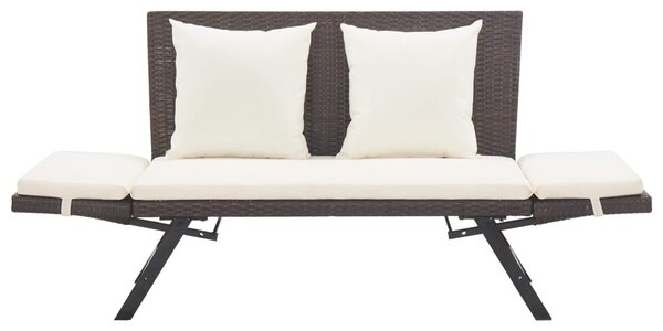 Barna polyrattan kerti pad párnákkal 176 cm