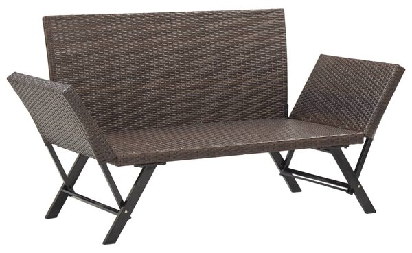 Barna polyrattan kerti pad párnákkal 176 cm