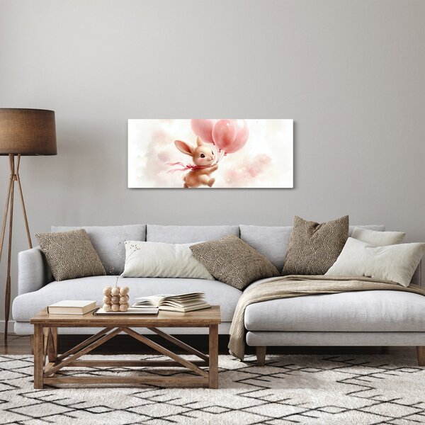 Kép - Nyuszi léggömbökkel (120x50 cm)