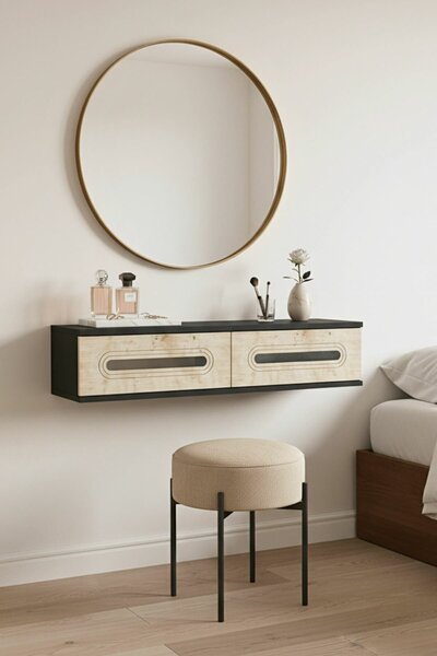 Hanah Home Dresser Anthracite Travertine Silver Rany 120 - Anthracite, Travertine, Silver