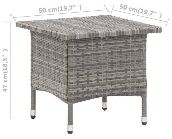 Szürke polyrattan teázóasztal 50 x 50 x 47 cm