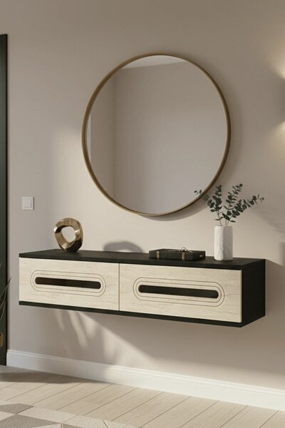 Hanah Home Dresser Anthracite Travertine Silver Rany 120 - Anthracite, Travertine, Silver