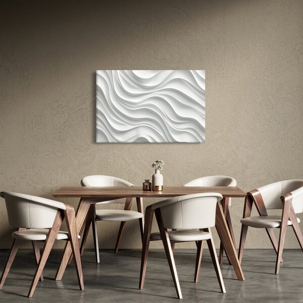 Kép - 3D fehér hullámok (90x60 cm)