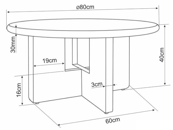 Kerek dohányzóasztal AZONE, ekrü/tölgy