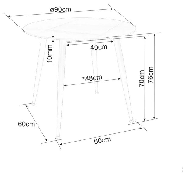 Kerek étkezőasztal NELVO 90 cm, travertin/kasmír