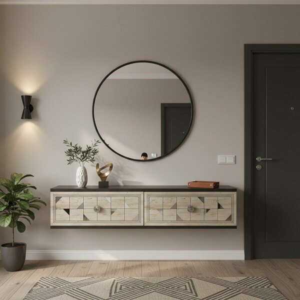 Hanah Home Dresser Anthracite Travertine Silver Moka 120 - Anthracite, Travertine, Silver