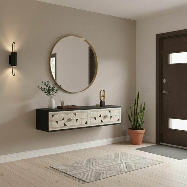 Hanah Home Dresser Anthracite Travertine Silver Moka 120 - Anthracite, Travertine, Silver