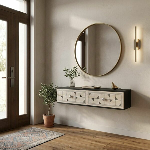 Hanah Home Dresser Anthracite Travertine Silver Moka 120 - Anthracite, Travertine, Silver