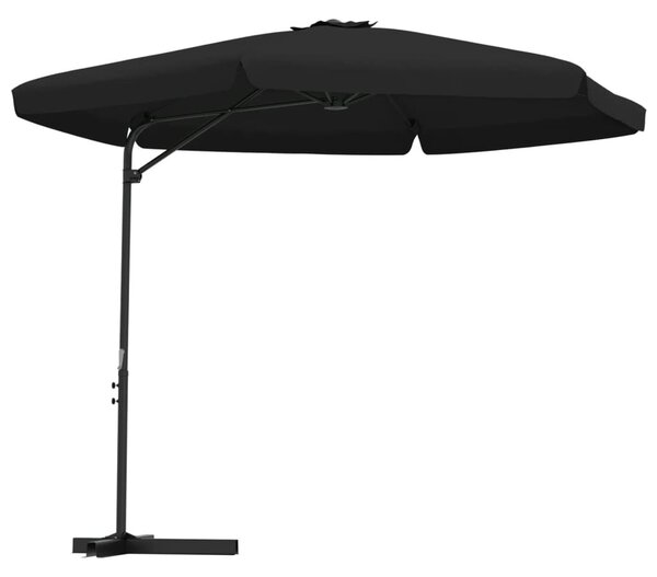 Fekete kültéri napernyő acélrúddal 300 cm