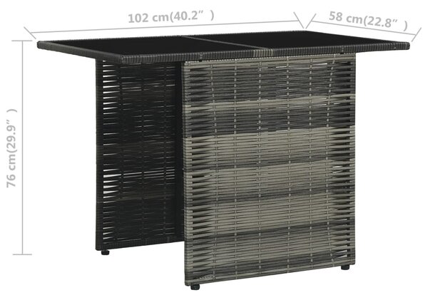 3-részes szürke polyrattan bisztrószett párnákkal