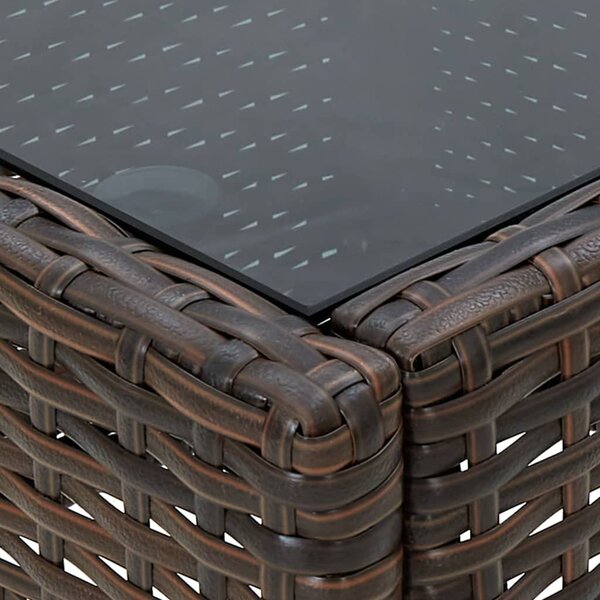 Barna polyrattan kerti asztal 40 x 40 x 45 cm