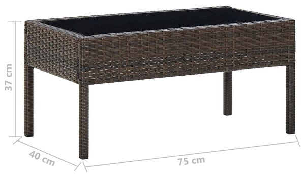 Barna polyrattan kerti asztal 75 x 40 x 37 cm