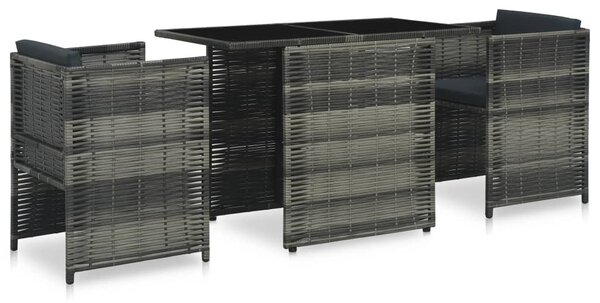 3-részes szürke polyrattan bisztrószett párnákkal