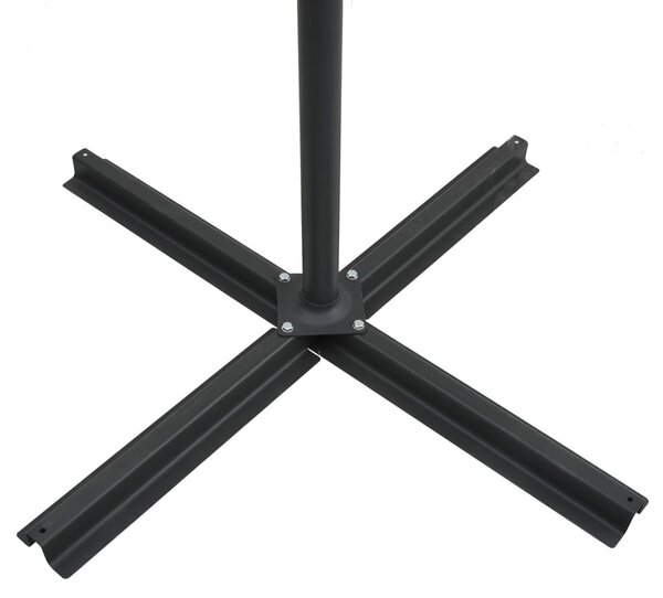 Azúrkék konzolos napernyő LED-del és acélrúddal 250x250 cm