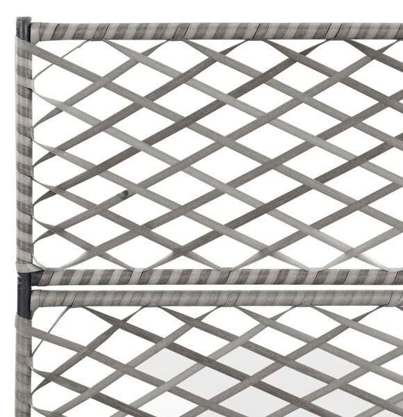 Szürke rácsos polyrattan magaságyás 3 kaspóval 83 x 30 x 130 cm