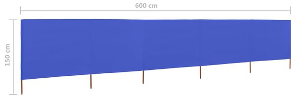 Azúrkék 5 paneles szövet szélfogó 600 x 120 cm
