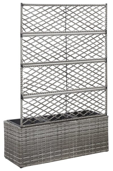 Szürke rácsos polyrattan magaságyás 3 kaspóval 83 x 30 x 130 cm