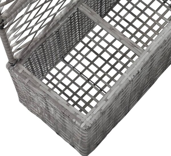 Szürke rácsos polyrattan magaságyás 3 kaspóval 83 x 30 x 130 cm