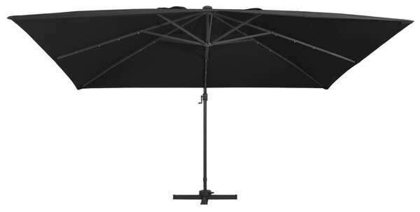 Fekete konzolos napernyő LED-del/alumínium rúddal 400 x 300 cm