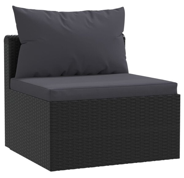 4-részes fekete polyrattan kerti ülőgarnitúra párnákkal