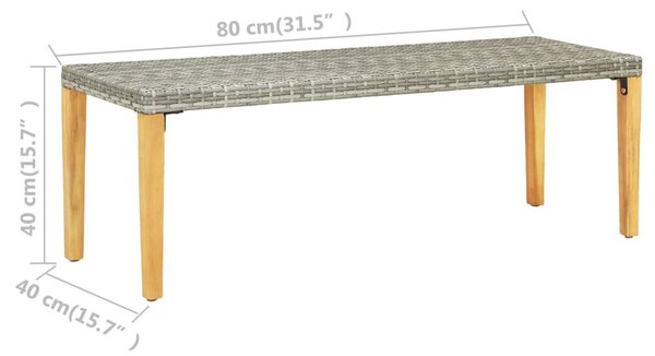 Szürke polyrattan kerti pad 80 cm