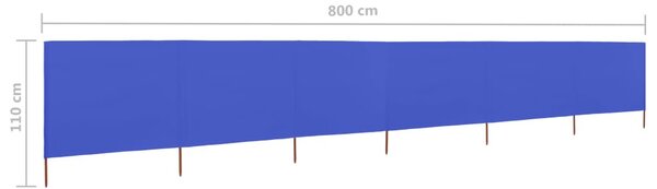 Azúrkék 6-paneles szövet szélfogó 800 x 80 cm
