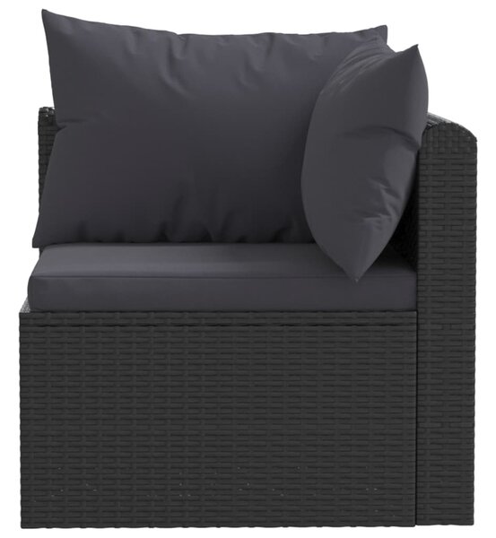 4-részes fekete polyrattan kerti ülőgarnitúra párnákkal