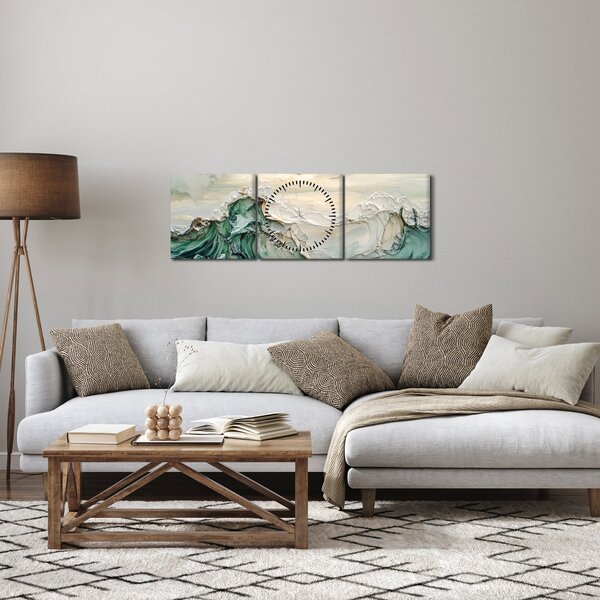 Kép - 3D tengeri absztrakció (órával) (90x30 cm)