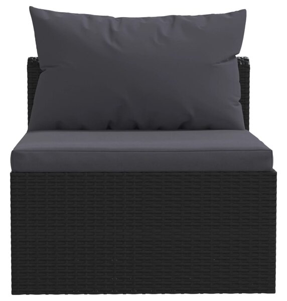 5 részes fekete polyrattan kerti társalgószett párnákkal