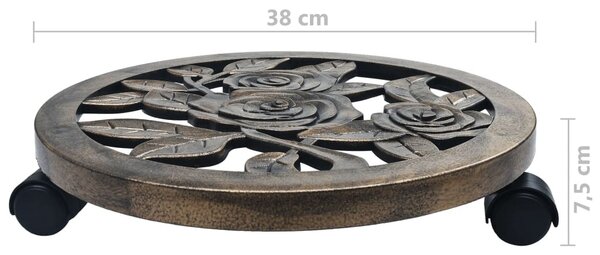 6 db bronzszínű gurulós műanyag virágtartó 38 cm