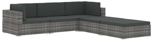 1 db fekete polyrattan moduláris sarokfotel párnákkal