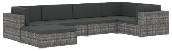 1 db szürke polyrattan moduláris sarokfotel párnákkal