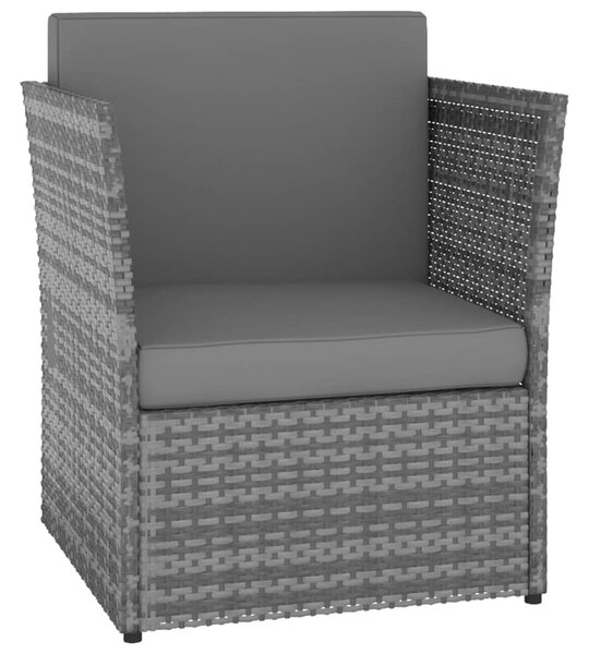 Antracitszürke kerti polyrattan szék zsámollyal