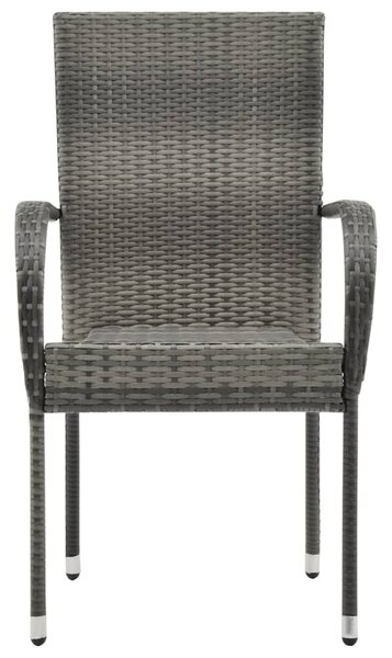 2 db szürke rakásolható polyrattan kültéri szék