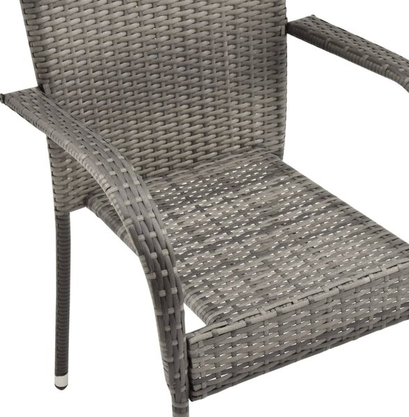 2 db szürke rakásolható polyrattan kültéri szék