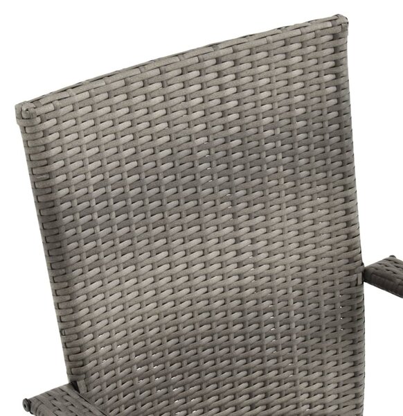 2 db szürke rakásolható polyrattan kültéri szék