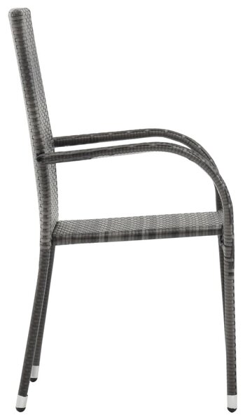 2 db szürke rakásolható polyrattan kültéri szék