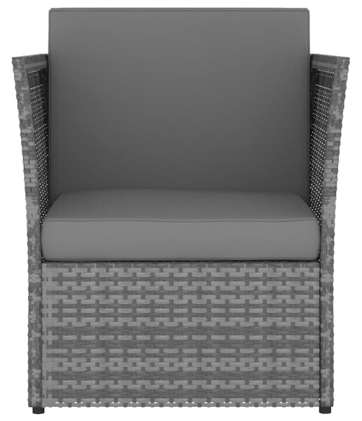 Antracitszürke kerti polyrattan szék zsámollyal