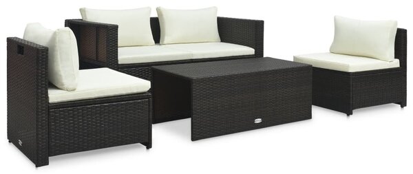 6-részes barna polyrattan kerti társalgószett párnákkal